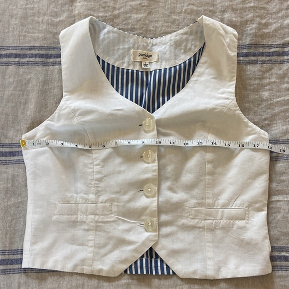 Anthropologie Porridge Vest white linen & stripes Small - Picture 6 of 7